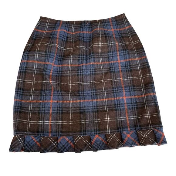 Cabi Heritage Plaid Wool Blend Lined Skirt ruffled pleated hem size 6 - Picture 3 of 8